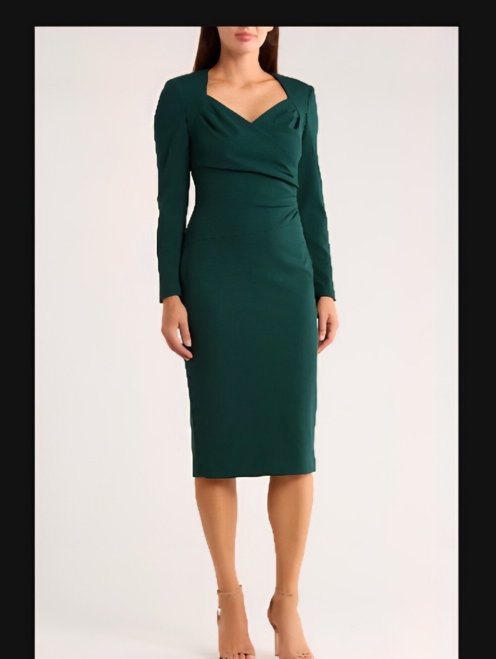 Calvin Klein Forest Green Surplice Long Sleeve Dress